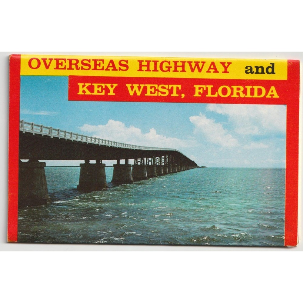 Overseas Highway Key West Florida FL Seven Mile Bridge Souvenir Postcard Folder